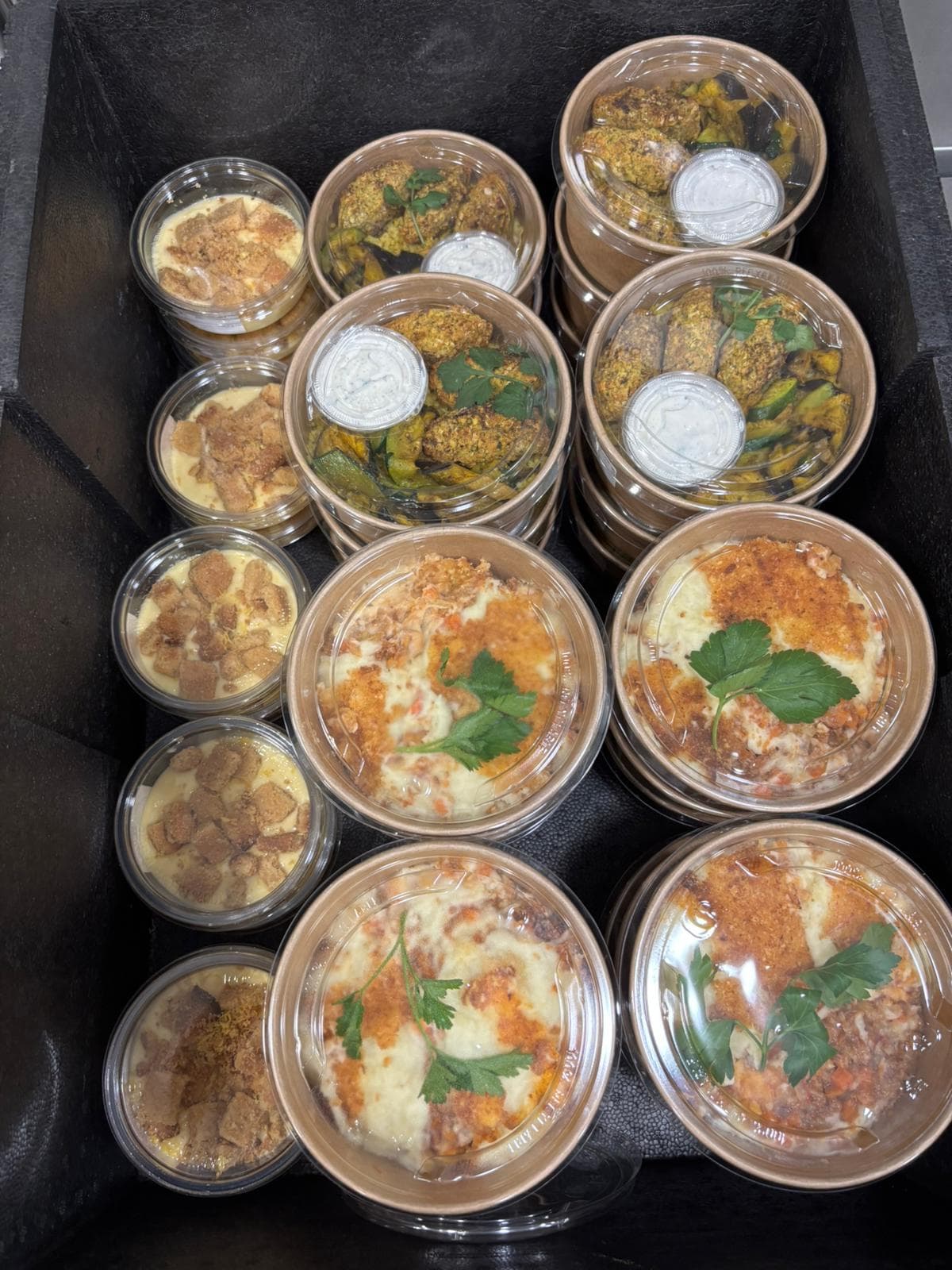 Falafel boulgour légumes rôtis en barquettes