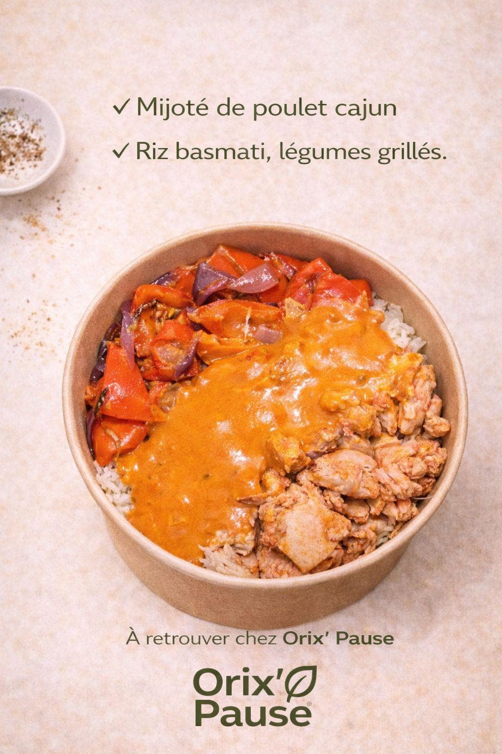 Mijoté de poulet cajun, riz basmati